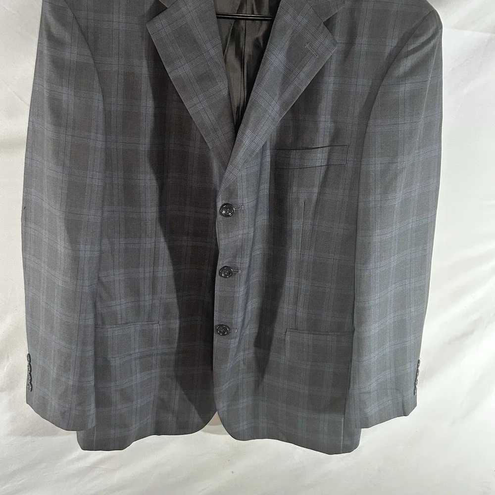 Luca Rossi Italia‎ 40S Gray Plaid Sport Coat Blazer Super 150s 3 Button